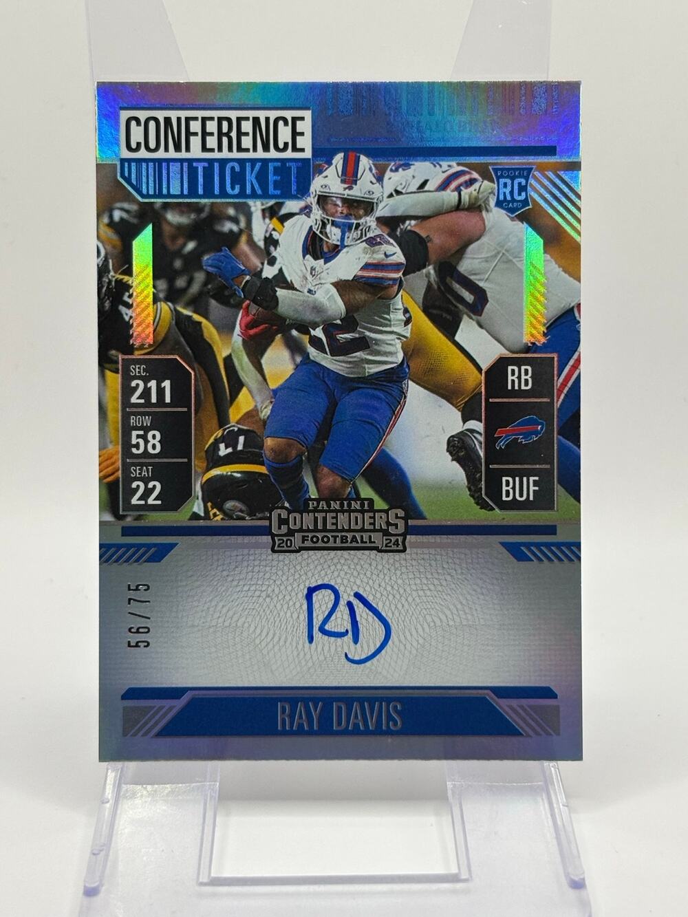 2024 Panini Contenders Ray Davis Rookie Conference Ticket Auto 56/75 SP Bills RC